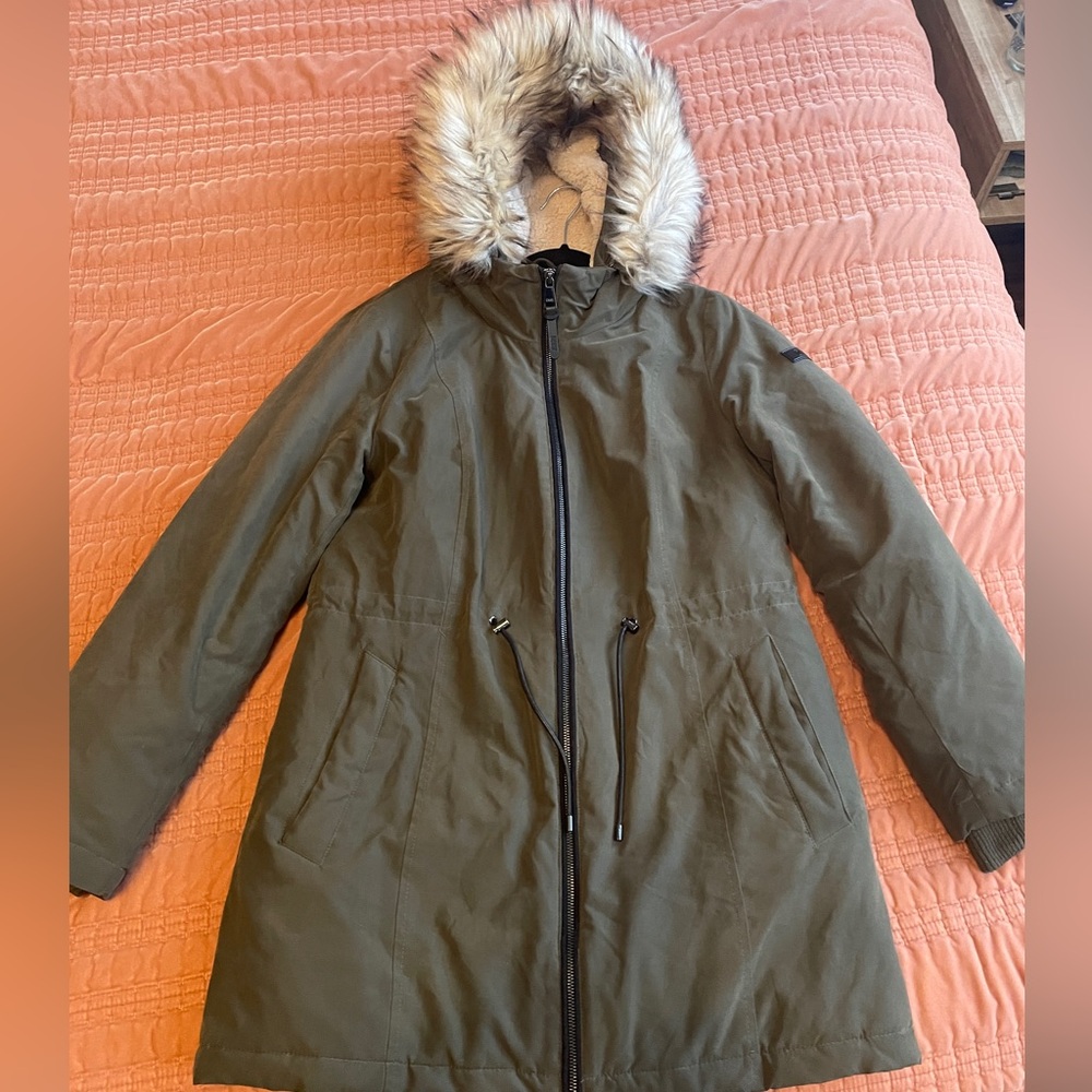 DKNY Faux Fur Hooded Anorak Jacket - Size S